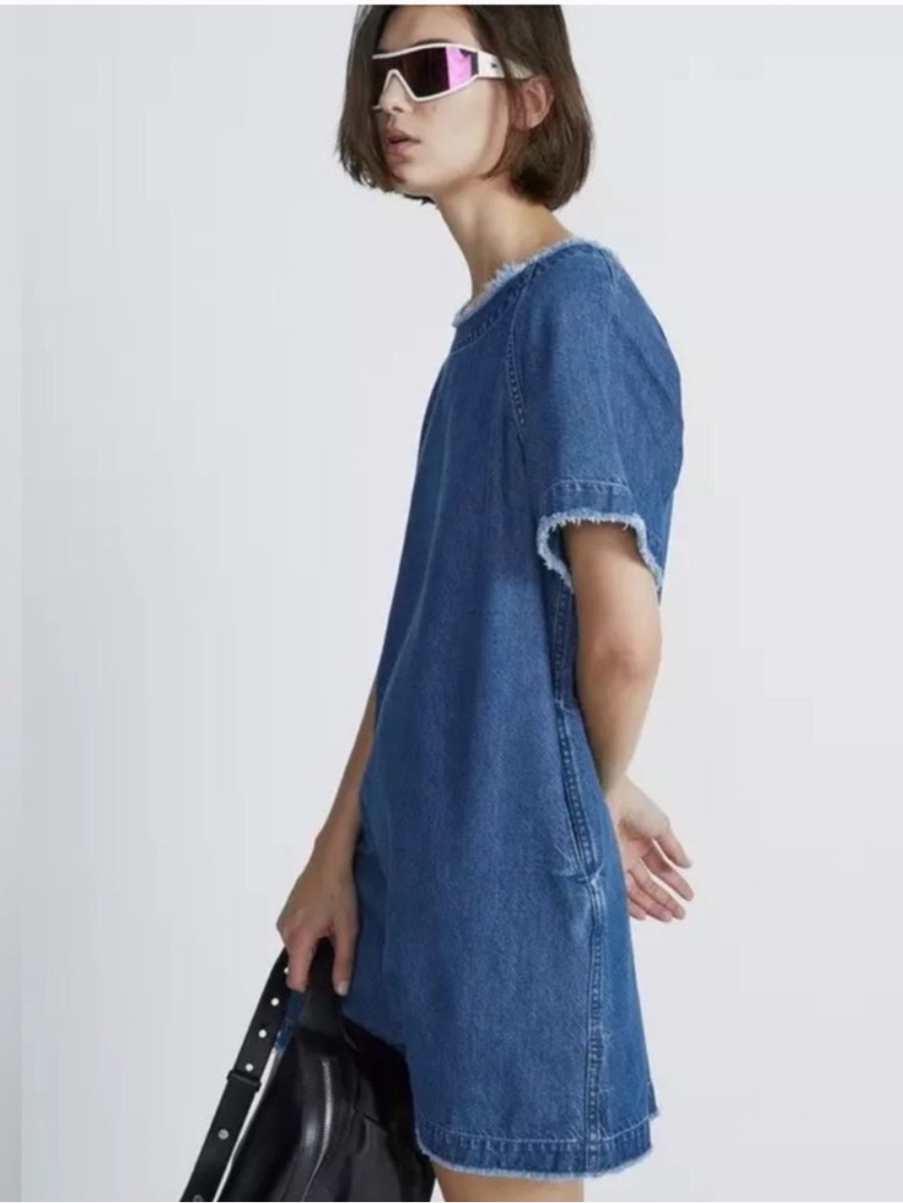 Rag&Bone Blue Denim Short Sleeve Shift Dress $295